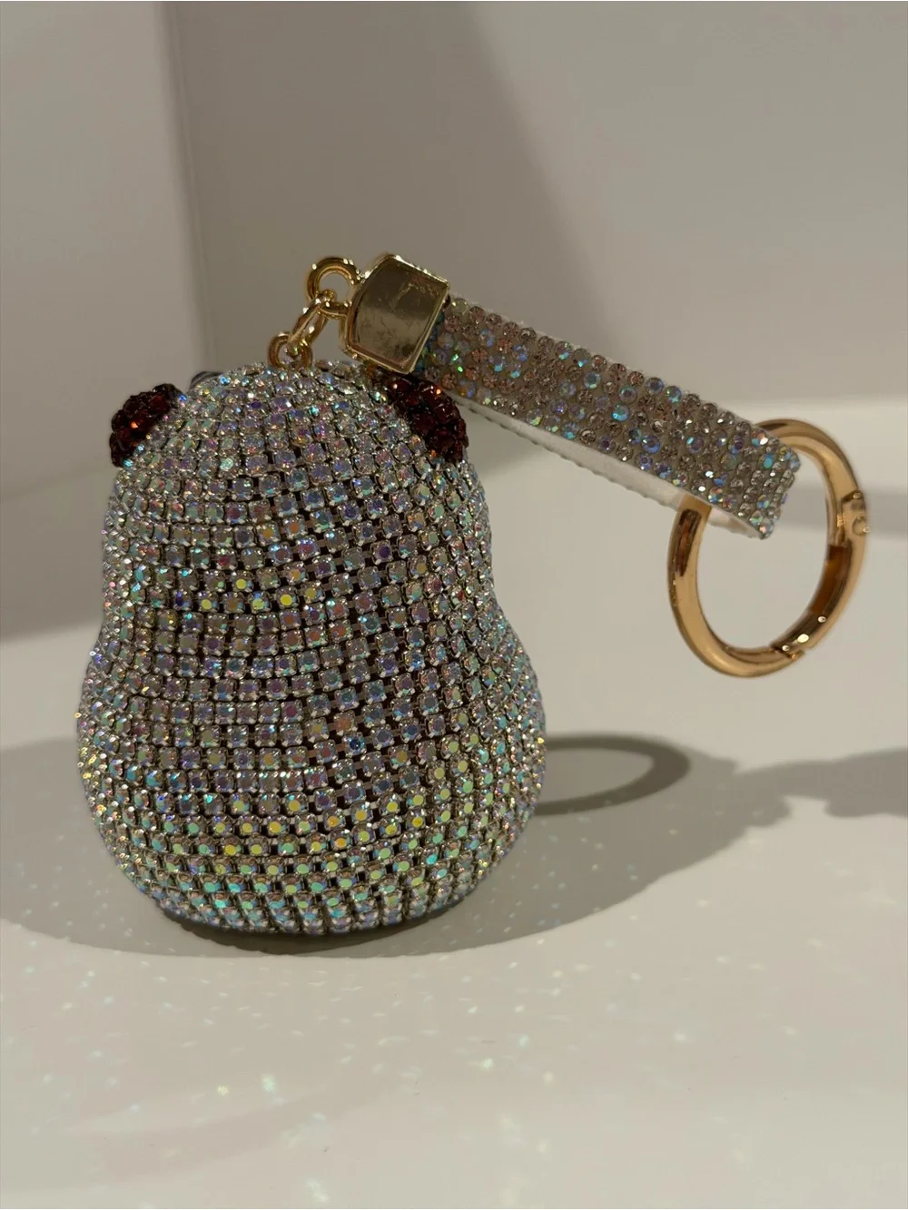 Rhinestone Embellished Brown & White Capybara Keychain bag clip